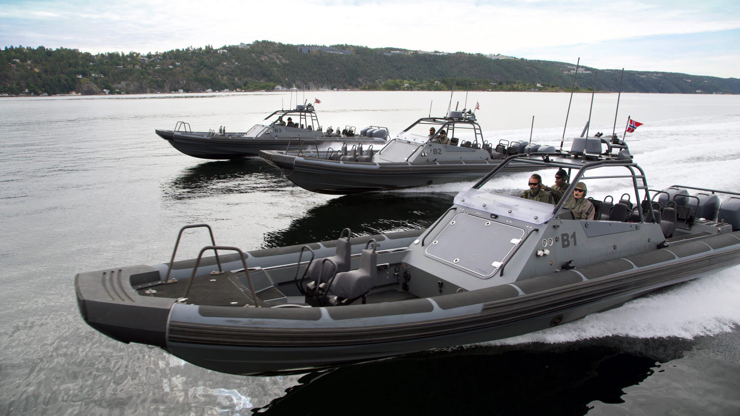 Police tactical unit in their boats.