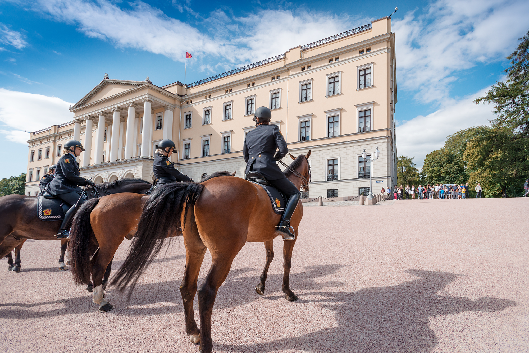 Mounted police in front of the Royal Palace.